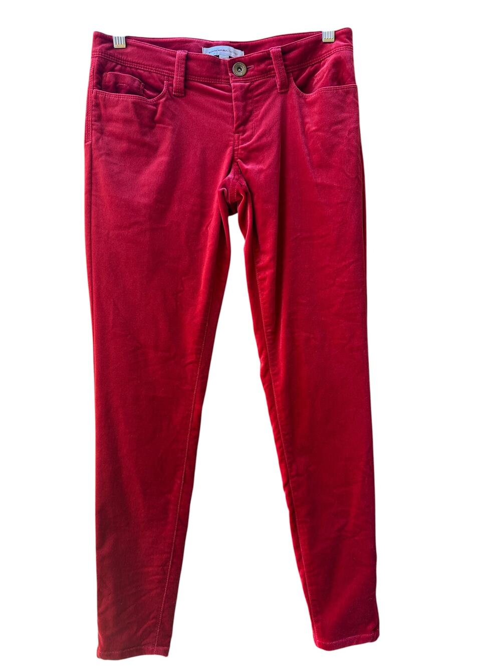 Banana Republic Heritage Red Velvet Skinny Ankle Zip Pants Size 25